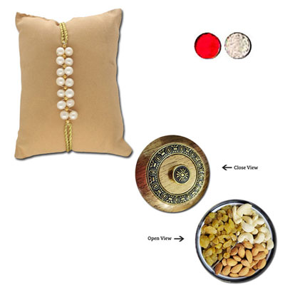 "Whisper Pearl Rakhi - JPJUN-23-032 (Single Rakhi), Magna Junior Dry Fruit Box - Code DFB1000 - Click here to View more details about this Product